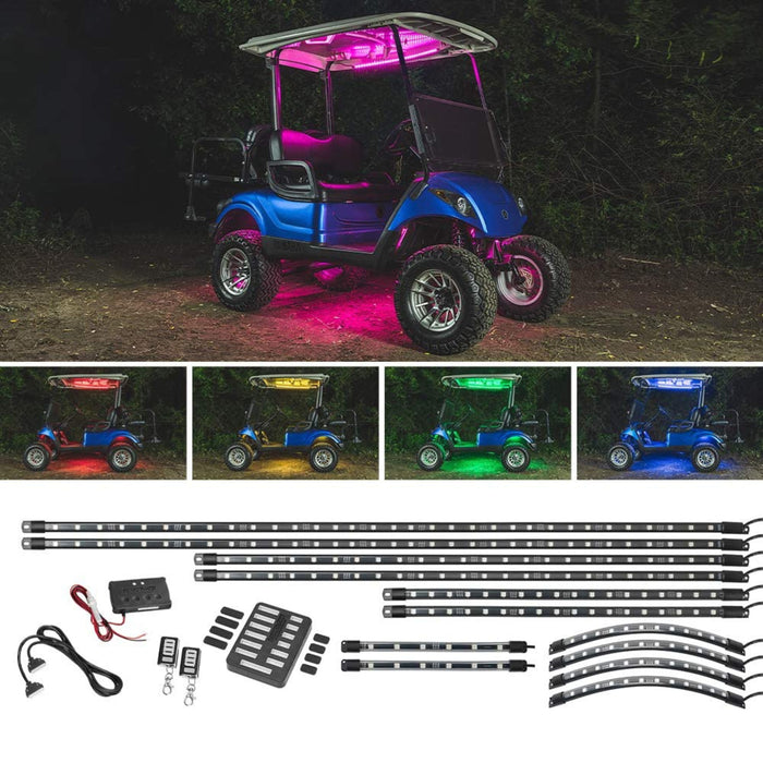LEDGlow 12pc Million Color Light Kit 4-Seater Golfcart Wireless Water Resistant