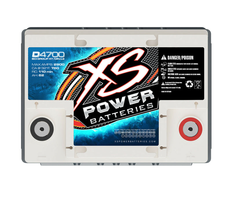 XS Power 12V 3000 Watt 62 AH AGM Car Audio Battery 2900 Amps BCI Group 47
