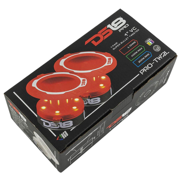 DS18 1" Super Bullet RGB Tweeter 400W 4 Ohm PRO-TW2L Car Audio TW220