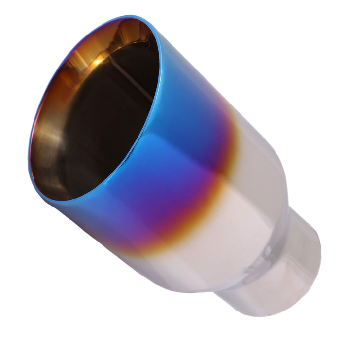 Mach-Speed Single Round Double Wall Slant Cut Blue Flame Exhaust Tip T263BL