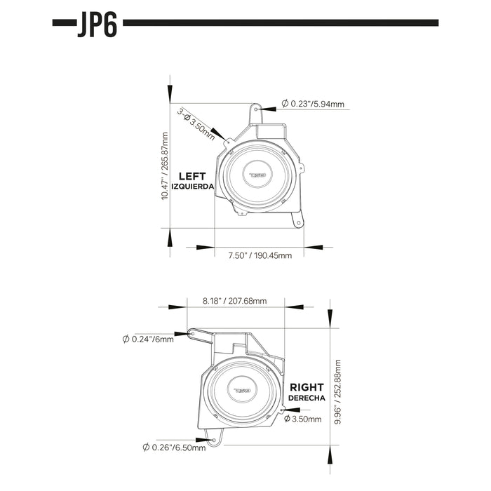 DS18 Jeep 6.5" 300W 4 Ohm Mid-Range Dash Enclosure Upgrade JL, JLU and JT JP6