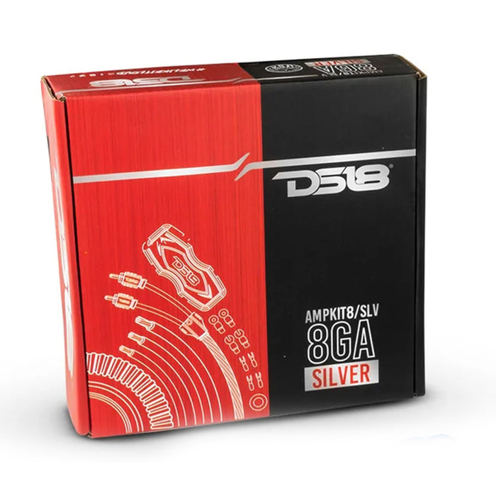 DS18 8GA Car Audio Amplifier Installation Kit Silver AMPKIT8-SL