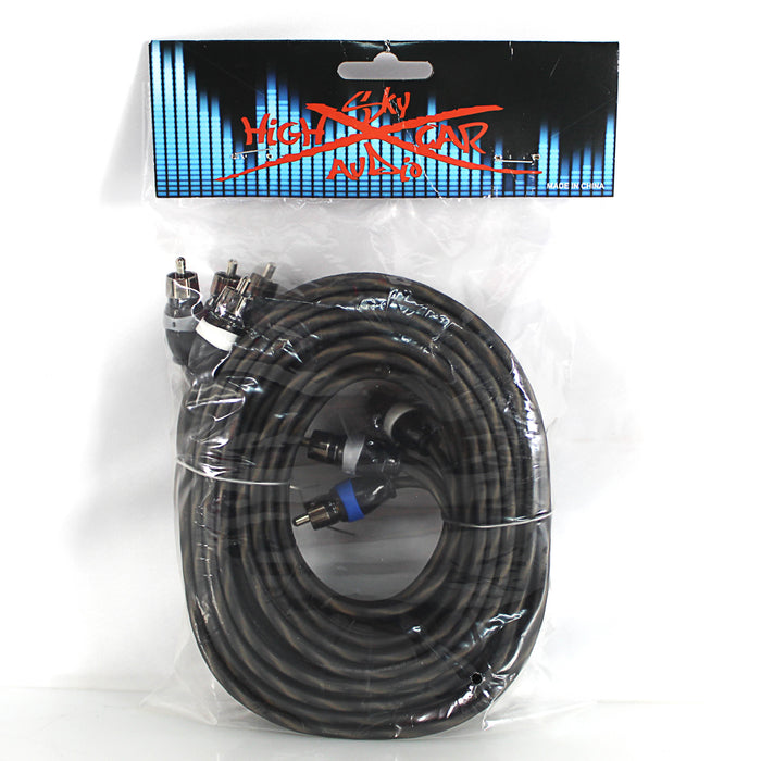 Sky High Car Audio Twisted 4-Channel Metal RCA Cable Wire 20 Feet