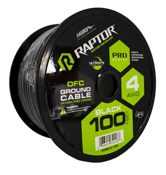 Raptor 4 AWG Oxygen Free Copper OFC Power/Ground Wire Black Lot