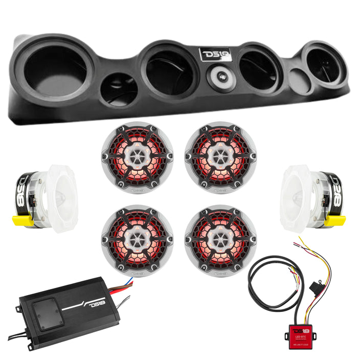 DS18 Jeep TJ Sound Bar Loaded Package 6.5" Speakers/4" Tweeters/Amp/LED Control