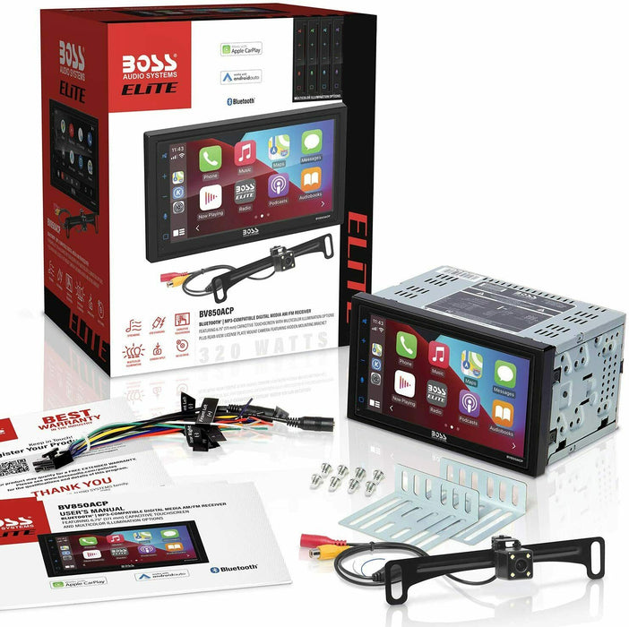 BOSS 6.75" Touchscreen Radio w/ Bluetooth/USB/SD/MP3/FM/AM & Rear View Camera