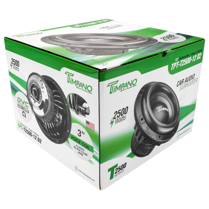 Timpano 12 Inch 2500W Dual 2 Ohm High Performance Subwoofer TPT-T2500-12 D2