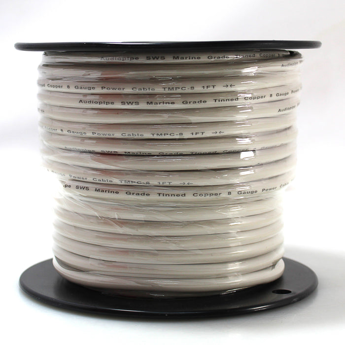 Audio Pipe 8 GA Stranded OFC Tinned Copper Marine Power/Ground Wire White Lot