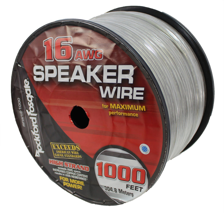 Rockford Fosgate 16 AWG 100% Oxygen Free Copper Speaker Wire Silver/Black Lot