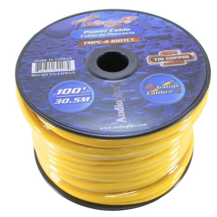 Audiopipe 4 GA Stranded OFC Tinned Copper Marine Power/Ground Wire Yellow Lot