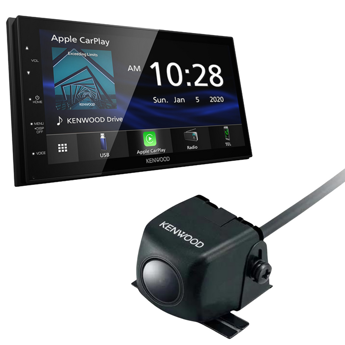 Kenwood CarPlay/Android Auto Receiver DMX4707S Plus Kenwood Rear View Camera CMOS-130
