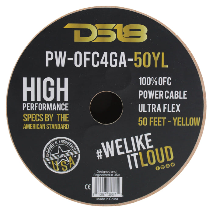DS18 Car Audio 4 AWG 100% Oxygen Free Copper Power/Ground Wire Yellow Lot