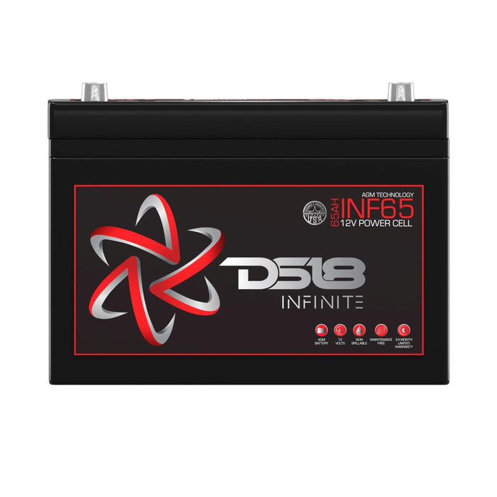 DS18 12V Battery 65 AH 2000W AGM Group 24 1200 Amp Non Spillable INFINITE INF-65