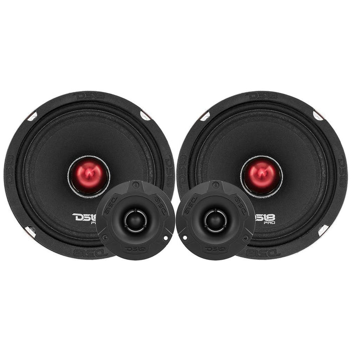DS18 Four 6.5" 250W RMS Speakers + Four 60W RMS Tweeters and 3000W Amplifier