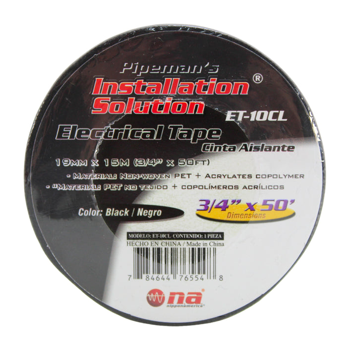 Pipeman's Installation Solution 3/4in x 50ft Electrical Tape Black ET-10CL