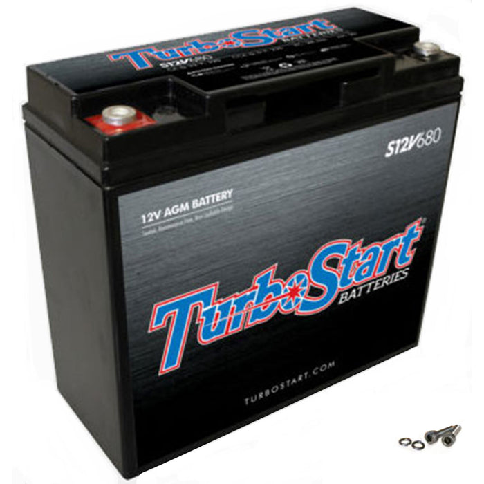 Turbo Start 12V AGM Race Battery 370 Crank Amps Sealed Maintenance Free S12V680