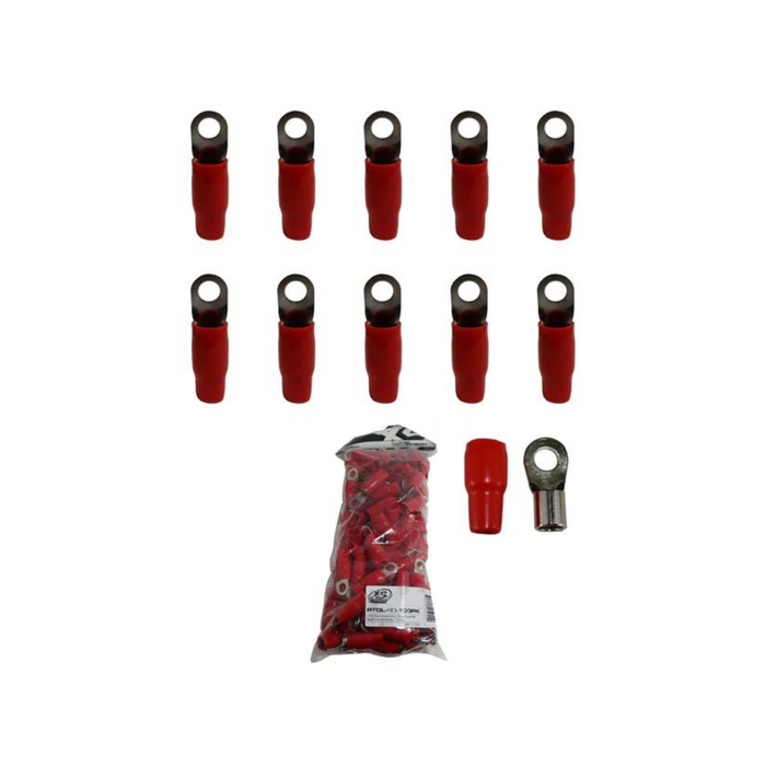 10 x XS Power Red 0 AWG 10.5MM Ring Terminals Nickel Plated W/ Boot XS-RT0L-RD