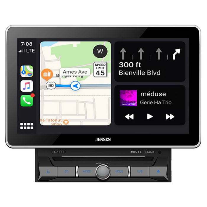 Jensen CAR8000 10" Touchscreen Bluetooth Apple CarPlay 2 Din Multimedia Receiver