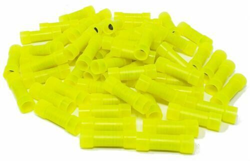Install Bay Yellow Nylon Butt Crimping Connectors 100 Pack 10-12 Ga YNBC