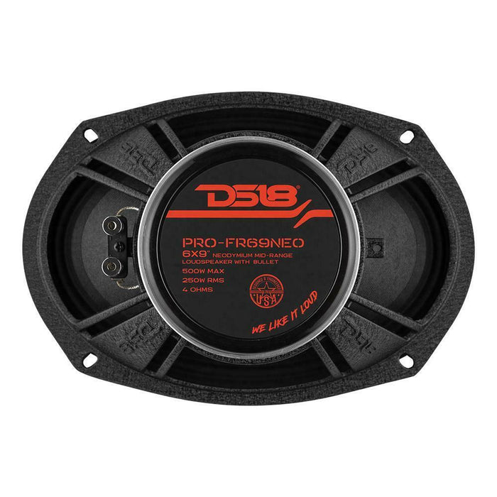 DS18 6x9" Full-Range Loudspeaker Neodymium 500 Watts 4-Ohm w/ Bullet & Grill