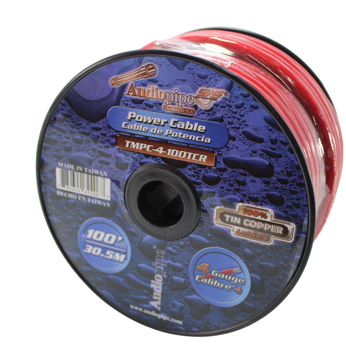Audiopipe 4 GA Stranded OFC Tinned Copper Marine Power/Ground Wire Red Lot