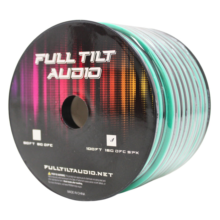 Full Tilt Audio 16GA Tinned Oxygen Free Copper Speaker Wire Teal/Black Lot