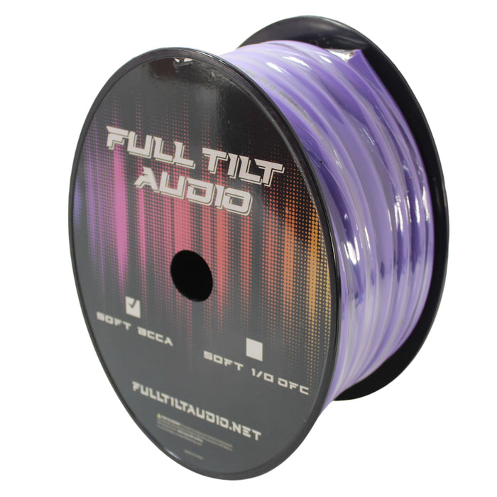Full Tilt Audio 1/0 Gauge Copper Clad Aluminum Power/Ground Wire Purple Lot