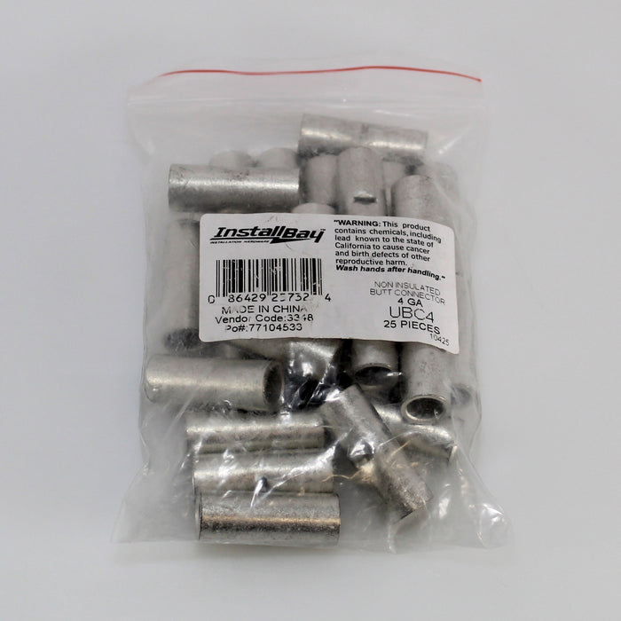 Install Bay Butt Connectors 4 Gauge Uninsulated 25 Pack UBC4