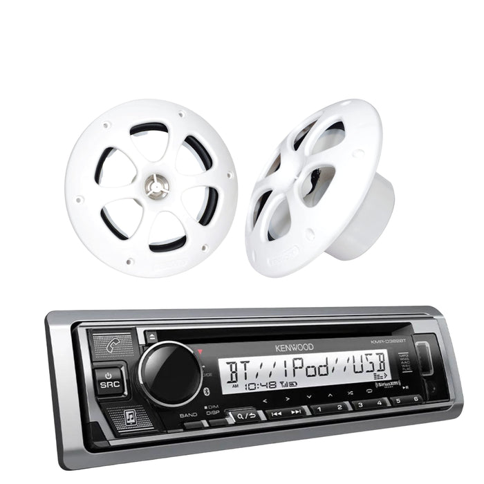Kenwood Marine Bluetooth Single DIN CD Receiver W/ Pair of 6.5" Coax Speakers