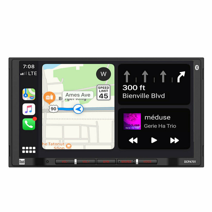 Dual 7" Touchscreen 2 DIN Radio with Bluetooth, Apple CarPlay, & Android Auto