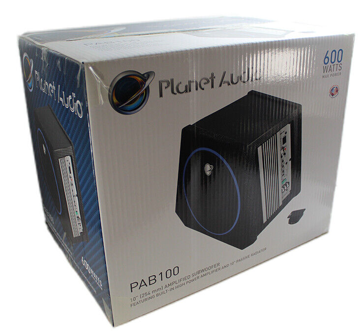 Planet Audio 10" 600W Amplified Subwoofer 4-Ohm Passive Radiator PAB100