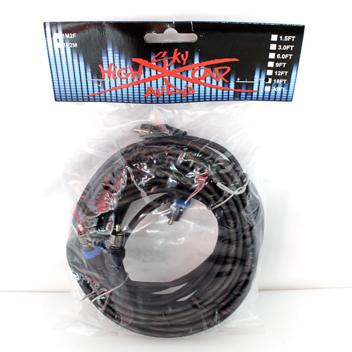 Sky High Car Audio Twisted 2-Channel Metal RCA Cable Wire 18 Feet