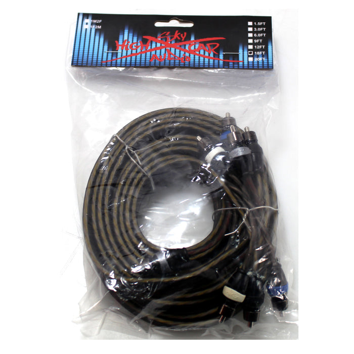 Sky High Car Audio Twisted 4-Channel Metal RCA Cable Wire 18 Feet