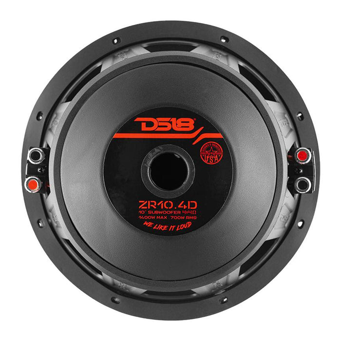 DS18 Elite-Z 10" 1400 Watts Dual Voice Coil 4 Ohm Subwoofer ZR10.4D