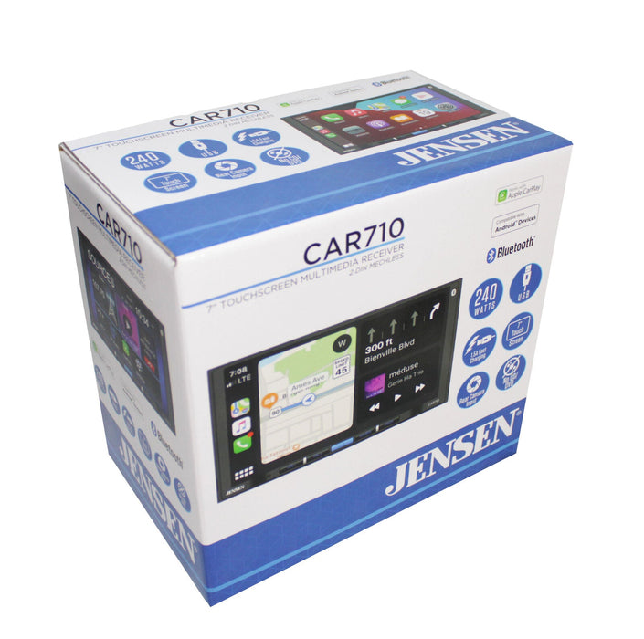 Jensen 7 Touchscreen Bluetooth 2 Din Radio w/ CarPlay & Android Auto CAR710