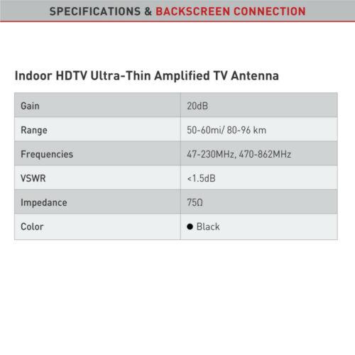 Antenna Digital HD TV Amplified Mile Ultra Thin 60 Miles Range Indoor 1080P 4K