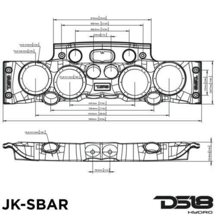 Molded Sound Bar for Jeep Wrangler Red RGB LED Car Audio JK JKU Soundbar 07-18