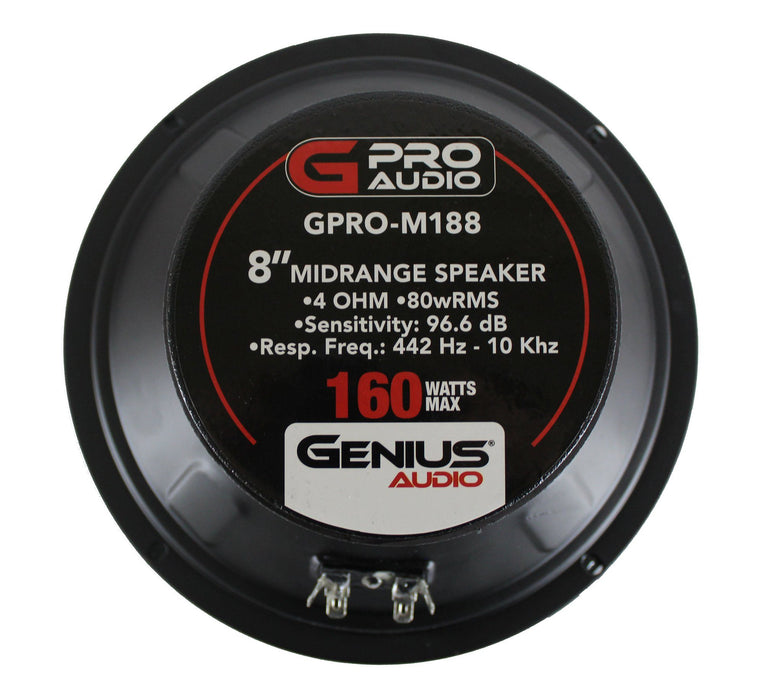 Genius Audio PRO-M188 8" 160W 4-Ohm Sealed Mid-Range Speaker