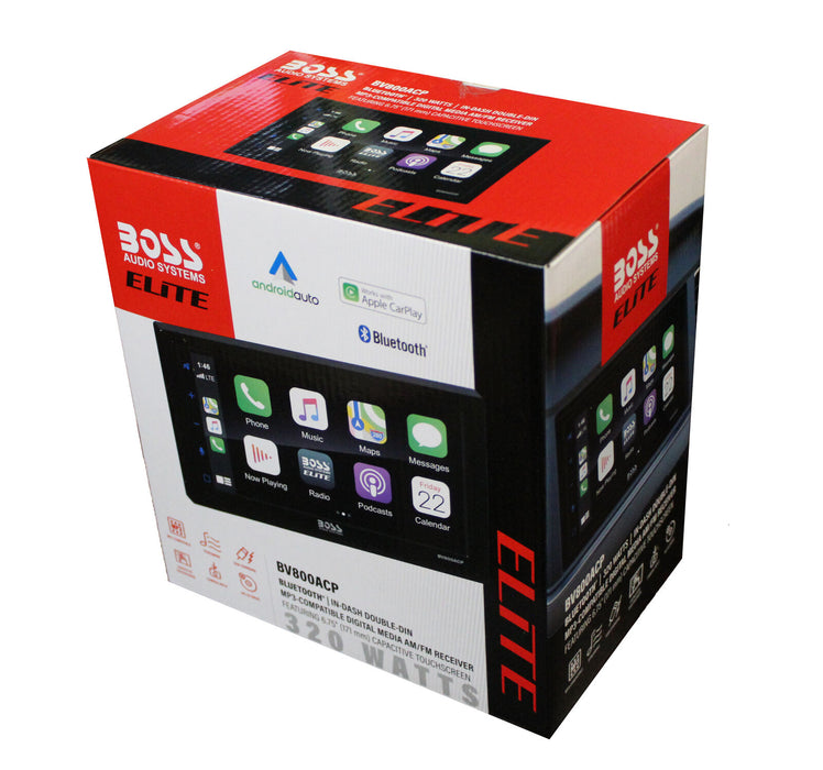 BOSS 6.75" Touchscreen Radio w/Apple CarPlay/Android Auto and Bluetooth BV800ACP