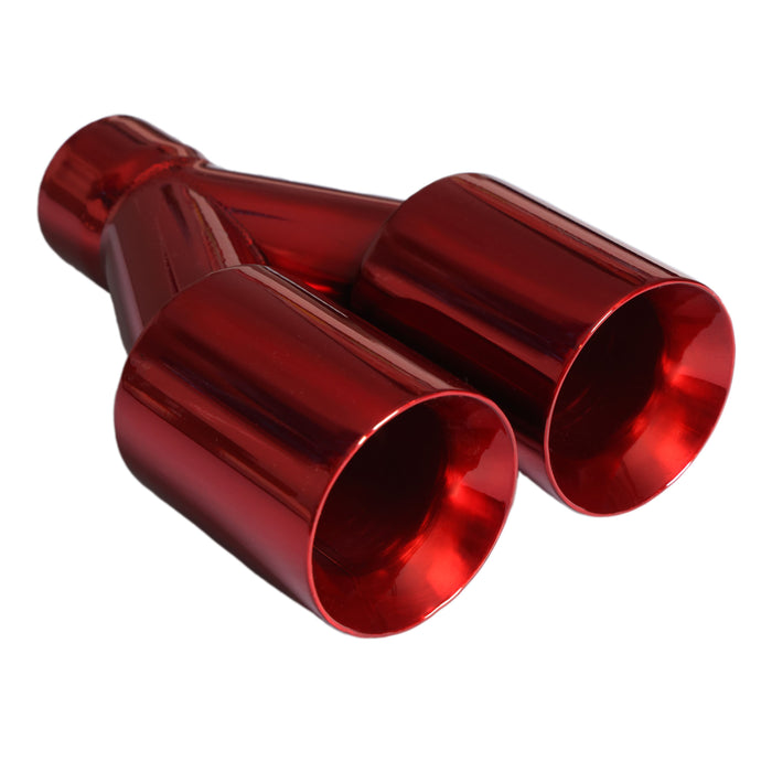 Mach-Speed Dual Muffler/Exhaust Tip Straight Cut Double Wall Powdered Coat Red