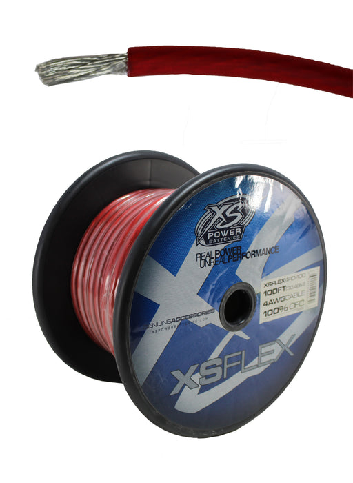 XS Power 4 AWG 100% Oxygen Free Copper XS Flex Power/Ground Wire Red Lot