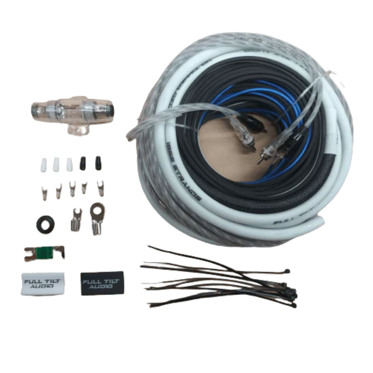 Full Tilt 4 Gauge AWG White/Black Amplifier/Amp Wire Kit — Big Jeff
