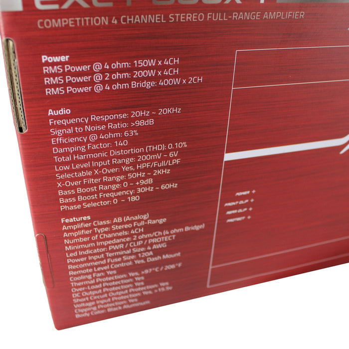 DS18 4 Channel Korean Amplifier Class A/B Full Range w/ Bass Knob EXL-P800X4