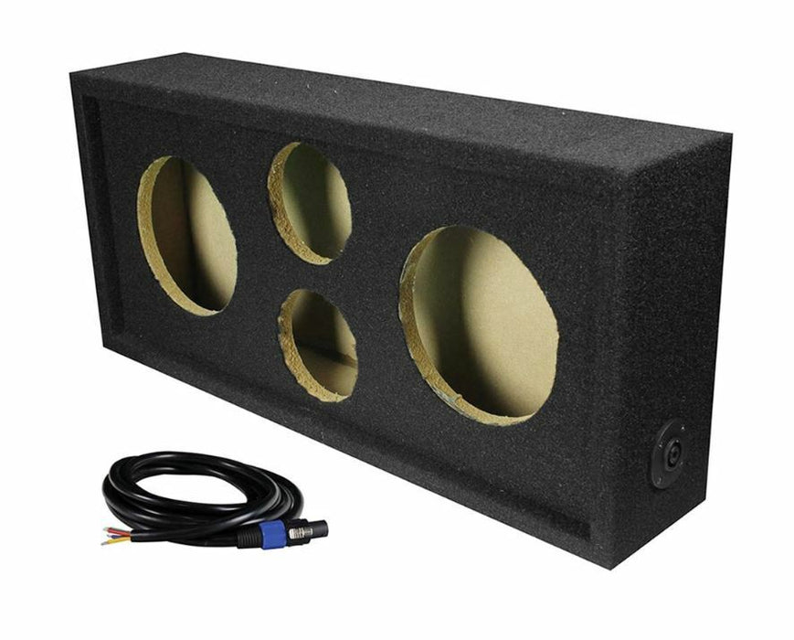 QPower 2 Hole 6.5" Sealed Enclosure w/ 2 3.75" For Tweeter/Speaker & Speakon Cable