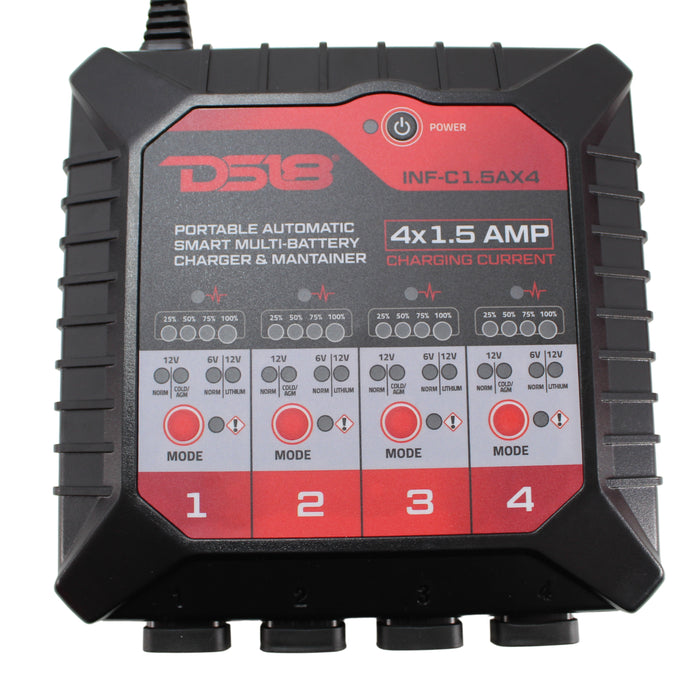 DS18 4x1.5A Automatic Smart Lithium AGM Battery Charger & Maintainer INF-C1.5AX4