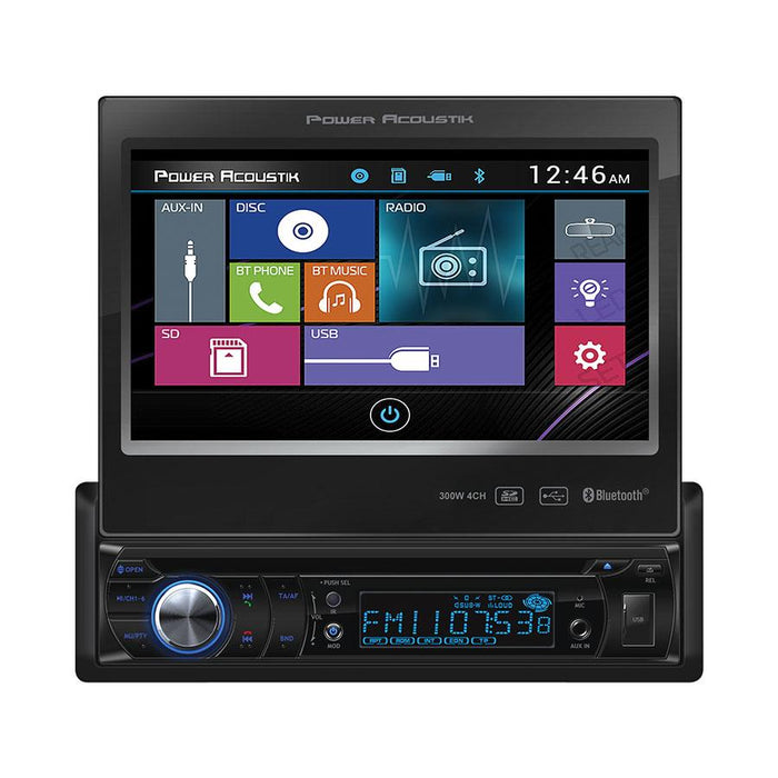 Power Acoustik 7" Flip Out Bluetooth Radio USB Single Din Touch Screen PD-724B