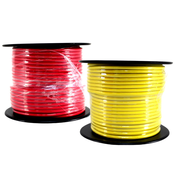 Audiopipe 2 Pack Of 14ga 100ft CCA Primary Ground Power Remote Wire Red & Yellow