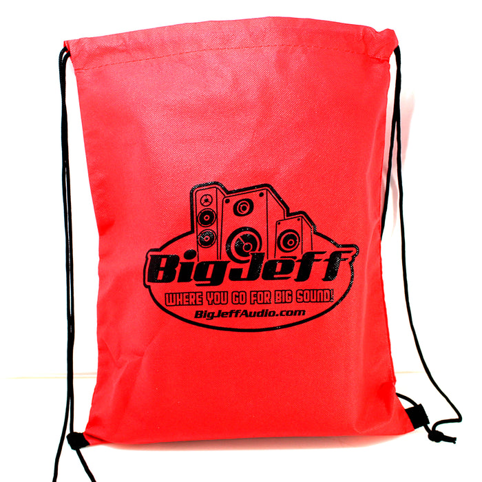Official Big Jeff Audio Backpack  Red Drawstring with Black Big Jeff Audio Logo