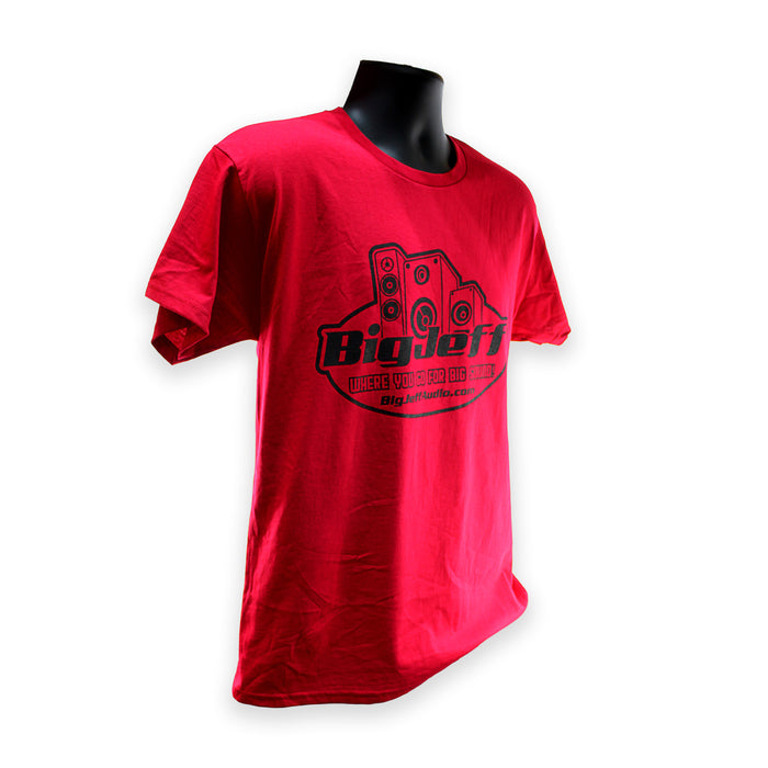 Official Big Jeff Audio 100% Cotton Red T-Shirt with Big Jeff Audio Logo