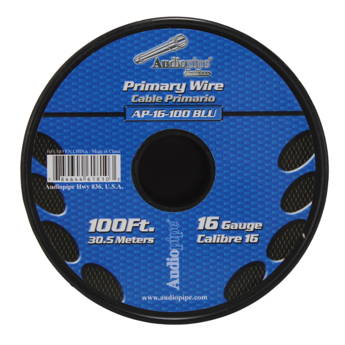 Audiopipe 16 Gauge 100 ft Spool of CCA Primary Speaker Wire Blue 16-100-BLU